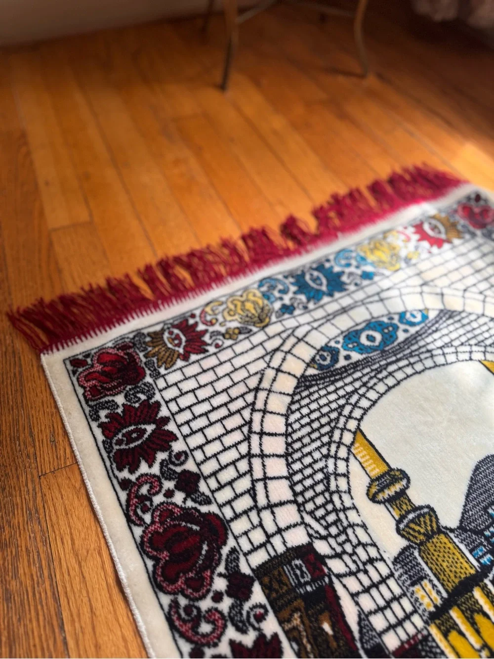 Decorative Prayer Rug Wall Hanging in Red, Black, Blue, Yellow